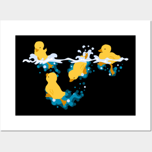 Happy Splashing Ducklings Posters and Art